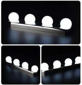 4 LED-es öntapadós elemes Smink Tükörvilágítás, fehér 