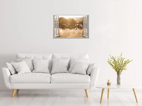 Gario Vászonkép Nyitott ablak Nyári mezo Méret: 90 x 60 cm
