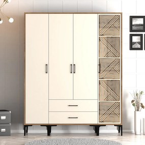 Kumsal gardróbszekrény, dió-krém, 160 cm – TR845HCT5491