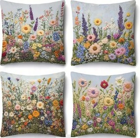 Dekoratív párnahuzat 45x45 cm 4 db-os szett virágos, tavaszi