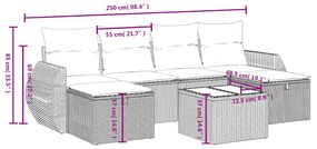 6 részes bézs polyrattan kerti ülőgarnitúra párnával