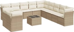 vidaXL 12 részes bézs polyrattan kerti ülőgarnitúra párnákkal