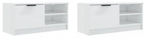 2 db magasfényű fehér szerelt fa TV-szekrény 80x35x36,5 cm