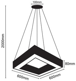 LED Csillár zsinóron LED/40W/230V 4000K 60x60 cm