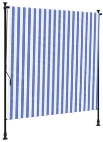 kék és fehér szövet és acél kültéri roló 200 x 270 cm