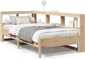 vidaXL tömör fenyőfa könyvespolcos ágy matrac nélkül 75 x 190 cm
