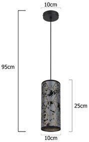 Csillár zsinóron AVALO 1xE27/60W/230V szürke/fekete