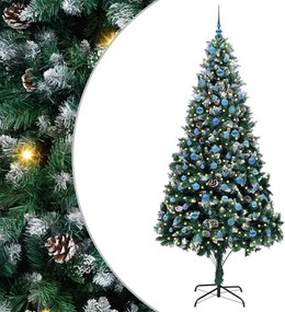 vidaXL Mű karácsonyfa 300 LED-del Zöld 240 cm PVC és Acél és Műanyag