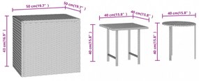 3 db barna polyrattan kisasztal