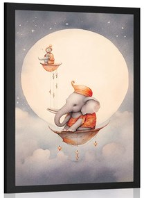 Plakát álmodozó elefánt a felhők felett