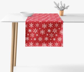 Goldea valencia karácsonyi asztali futó - fehér pelyhek piros alapon 20x120 cm