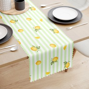 Goldea teflonbevonatú asztali futó - citromok zöld csíkos alapon 20x120 cm