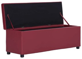 bordó műbőr pad tárolórekesszel 116 cm