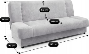 Wersalka Rozkładana PIANO Szara Sztruksowa