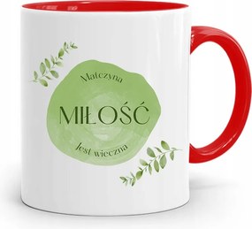 Piros Bögre Anyukáknak A Szerelem Örök, fényképes nyomattal