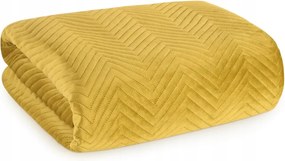 Bársony ágytakaró halszálka mintás 220X240 Mustársárga