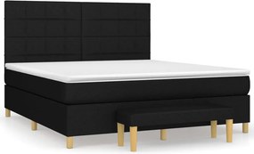 vidaXL fekete szövet rugós ágy matraccal 160x200 cm