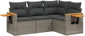 vidaXL 4 részes szürke polyrattan kerti ülőgarnitúra párnákkal