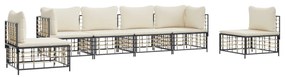 vidaXL 6 részes antracitszürke polyrattan kerti ülőgarnitúra párnákkal