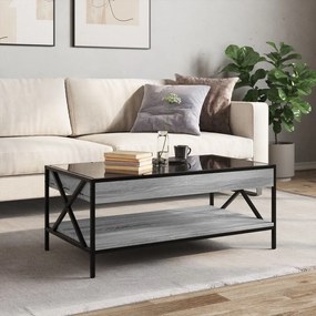 Szürke sonoma végtelen hatású LED-es dohányzóasztal 90x50x38 cm