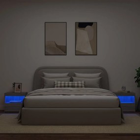 2 db szürke sonoma színű éjjeliszekrény LED-ekkel 50x40x45 cm