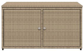 bézs polyrattan kerti tárolószekrény 110 x 55 x 60,5 cm