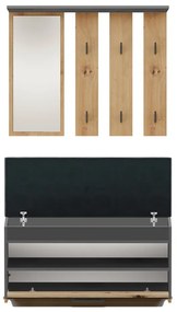 Riano MIX Parma előszobafal, 100x81,5x15 cm, antracit-tölgy