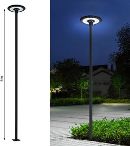 Brilagi - Fém rúd kültéri lámpaoszlophoz, 4 m, Ø 58 mm, fekete