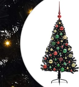vidaXL Mesterséges, előre világított karácsonyi fa Fekete 120 cm PVC