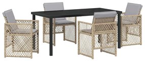 vidaXL Kert étkező szett 5 pcs Bézs polirattan