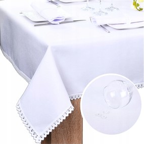 Abrosz Asztalra Csipkével Malaga 200x140 Abrosz Fehér Foltálló Dekoratív