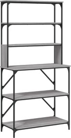 vidaXL 6 szintes szürke sonoma színű szerelt fa pékállvány 90x40x180cm
