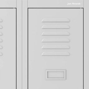 Pléh öltözőszekrény talpazaton, négymodulos, polcokkal KACPER II, 600 x 1800 x 500 mm, szürke