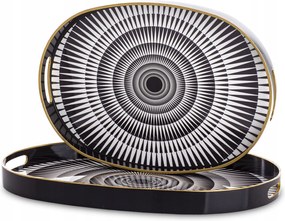 Dekorációs Tálca Szett 2 Db Fekete Elegáns Glamour Dekoráció