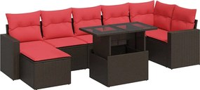 vidaXL 8 részes barna polyrattan akácfa kerti ülőgarnitúra párnákkal