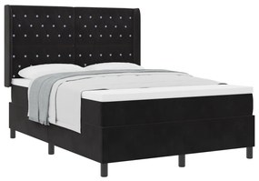 Boxspring Ágy Matraccal Fekete 140x200 cm Bársony