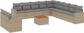 vidaXL 12 részes vegyes bézs polyrattan kerti ülőgarnitúra párnákkal