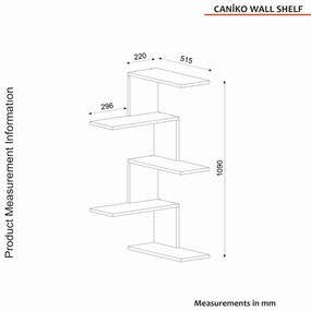 Fali polc Caniko - Walnut