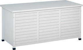 Outsunny Kültéri Tároló láda 284L Fa Kert doboz Vízálló Nyitható tetővel és Redős kialakítással 127x56x60 cm Fehér | Aosom