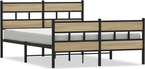 vidaXL sonoma tölgyszínű fém ágykeret matrac nélkül 160 x 200 cm