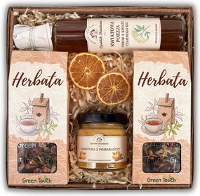 Ajándékkosár természetes befőttek tea Ajándék