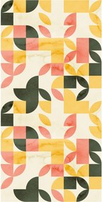 Tapéta - Retro geometrikus minta zöld-sárga színben