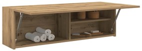 kézműves tölgy szerelt fa fali fürdőszobaszekrény 100x25x30 cm