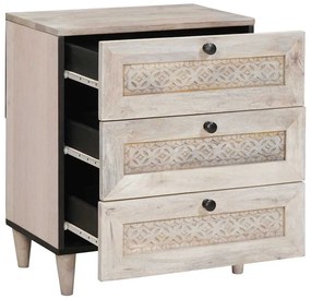 vidaXL Éjjeliszekrény fiókkal Bézs 50 x 33 x 62 cm Tömör akácfa