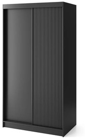 PRESCO 2 tolóajtós ruhásszekrény, 120x220x60, fekete