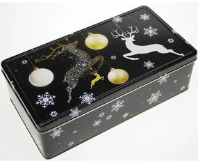 Karácsonyi fémdoboz - 260x140x80mm - Deer Black Gold