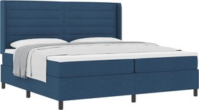 vidaXL Boxrugós ágy matracmal fejtámlával Kék 200 x 200 cm szövet