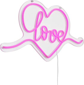 Neon fali lámpa rózsaszín LED-del - Love