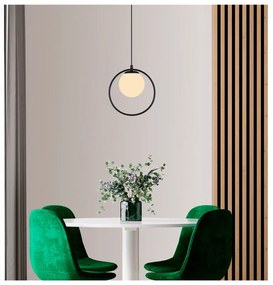 Fekete fém függőlámpa üveg búrával ø 15 cm Ates – Squid Lighting