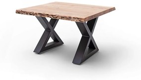 CARTAGENA dohányzó asztal akácfa 75x75cm - X alakú antracit szürke lábbal - Natúr